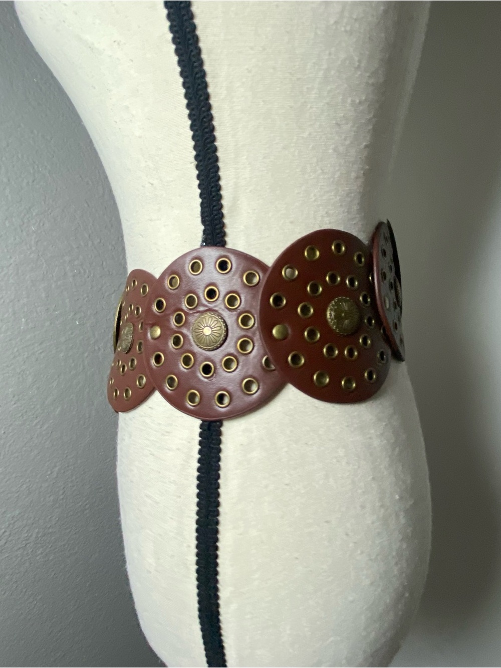 Y2K Brown & Bronze Oversized Sun Disk Waist Belt One Size - Picture 4 of 5